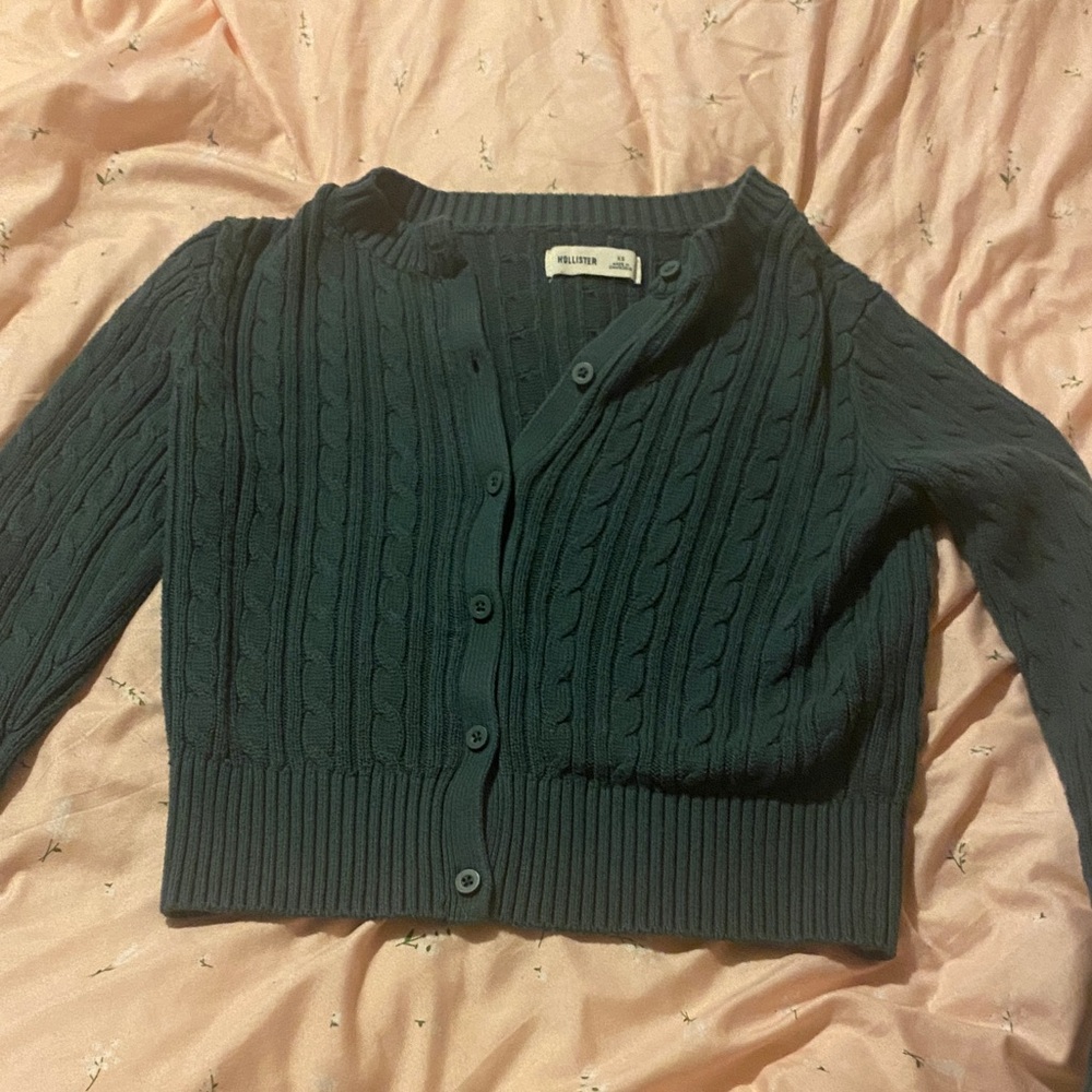 Hollister Women's Teal Cable Knit Cardigan